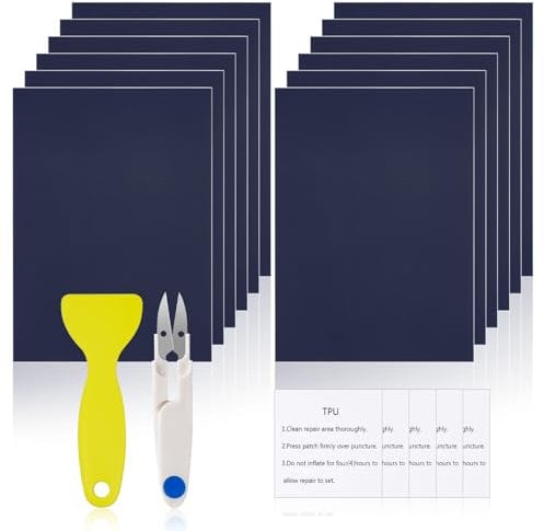 flintronic 17 Stück Reparatur Folie Reparatur Patch Set Reparatur Patches Selbstklebende, 12 Stück Nylon Flicken Selbstklebend Stoff Wasserdicht+5 Stück TPU Reparatur Patch Tape