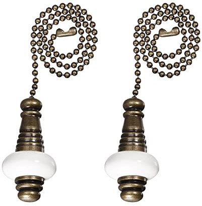 YOKIVE 2Stk Deckenlüfter Ziehkette Kette Dekorative Verlängerungen mit Keramischen Hängeleuchte Ornamente Groß für Lüfter Deckenleuchte Haus (Weiß 12)