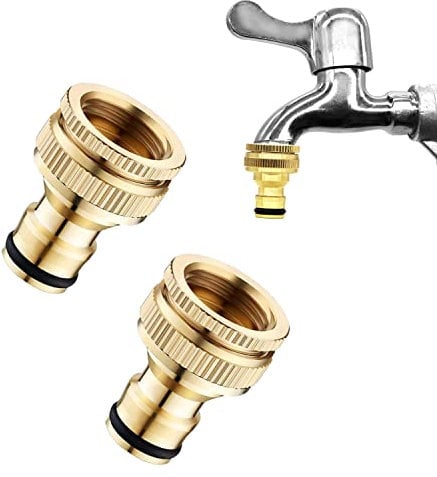 2 Pack Garden Hose Tap Connector- 1/2 Inch&3/4 Inch 2-in-1 Female Threaded Faucet Adapter Hosepipe Fittings,Suitable for Gardens, Kitchens, bathrooms, etc