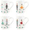Purely Home Christmas Nutcracker Mugs Set of 4 - Fine Bone China Style White - Soldier & Ballerina Coffee/Tea/Hot Chocolate Present Gift for Xmas
