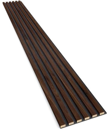 Lameo Lamellenwand 275x30x2,5cm - Holzpaneele - Wandverkleidung - Schalldämpfende Platten - Akustikpaneele - Wandpaneele Holz - Lamellenvorhang - Lamellenwand für Hause (Walnuss)