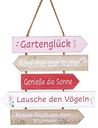 Hängeschild aus Holz (MDF) Gartenglück - Wegweiser durch Ihr Gartenglück