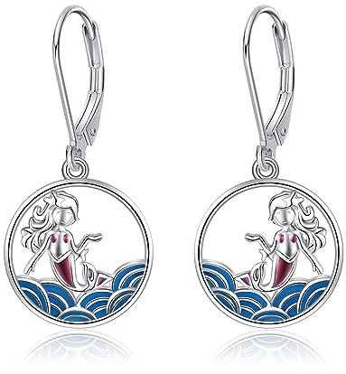 Meerjungfrau Ohrringe 925 Sterling Silber Nautische Ariel Meerjungfrau Creolen Hawaii Ozean Meerjungfrau Süßer Tierschmuck Geschenke Für Herren Damen