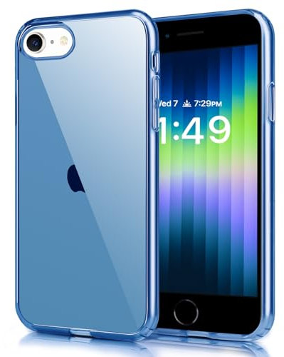 JJGoo Compatible with iPhone SE Case 2022/2020, for iPhone 7 8 Case Clear Soft Transparent Shockproof Protective Slim Thin Bumper Phone Cover for iPhone SE 3 / SE 2, 4.7inch, Navy Blue