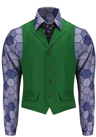Joker-Kostüm für Erwachsene, Herren, Hemd, Weste, Krawatte, Outfit, Anzug-Set, Ritter, Clown, Halloween, Cosplay, Requisiten