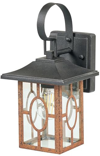 Beliani Außenwandleuchte Metall kupfer/schwarz 35 cm rechteckig Laternenform Shaggie