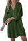 CUPSHE Women's Blouse Dress V Neck Long Sleeve Loose Shirt Dress Button Front Casual Dresses Bikini Cover Up Beach Dress Army Green S