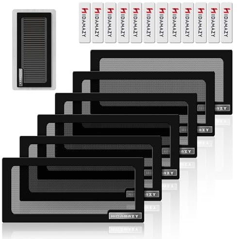 Cubiertas magnéticas de ventilación de suelo 30,5 x 14 cm, 6 Piezas cubierta de rejilla de ventilación de aire, Cubiertas de ventilación para el hogar, piso, techo, Registros de aire estándar, negro