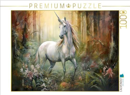CALVENDO Puzzle Einhorn im herbstlichen Wald | 1000 Teile Lege-Größe 64 x 48 cm Foto-Puzzle für glückliche Stunden