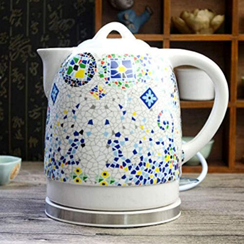 Electric Ceramic Cordless White Kettle Teapot - Retro 1.8 l Jug, 1500w Boils Water Fast For Tea, Coffee, Soup, Oatmeal - Removable Base, Boil Dry Protection Efficency