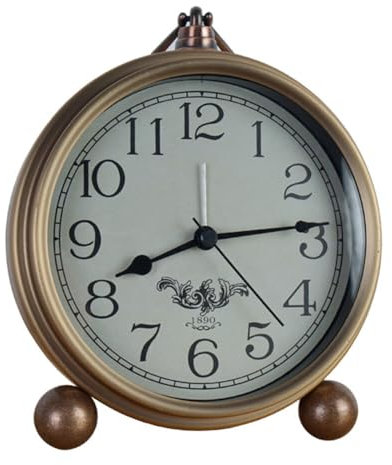 iSpchen Tischuhr Nostalgie Antik Vintage Retro Metall Standuhr Dekowecker Uhr Wecker Design Wecker Lautlos Ohne Ticken, Antik Retro Wecker, Vintage Tischuhr Analog Nachttisch Schlafzimmer Arabisch A
