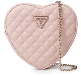 GUESS Rianee Quilt Heart Bag, soirée, Sac à bandoulière Femmes, Rose pâle, Einheitsgröße
