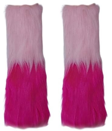 Momolaa Faux Fur Leg Warmers for Women Girls -Furry Leg Warmers Boot Covers Fluffies Cuffs Long Boot Cuffs Cover/Boot Sleeves Boot Toppers Clearance 40cm/15.75'' #E_Hot Pink