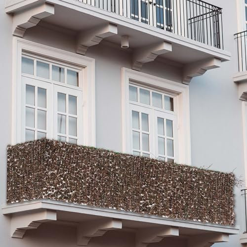 Mendler Balkonsichtschutz N77, Sichtschutz Windschutz Verkleidung für Balkon Terrasse Zaun - 300x150cm Ahorn braun