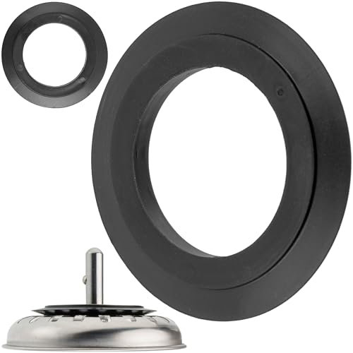 Ersatz Dichtungen für Siebkörbchen, 2 Stück, in Schwarz, aus Gummi, Spüle Siebkorb Dichtring mit Ø 54,5 mm außen, Ø 32,8 mm innen, 4,8 mm Dicke, Zubehör für Küchenspüle, Siebkorbdichtung Spülbecken