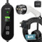 LCLCTEK EV Charger Cable - Type 2 to 3 Pin Plug, Portable UK 3 Pin, Electric Car Charger [8/10/13A], LED Display, IP66 Waterproof, Type 2 Cable for EVs and PHEVs (White, 8m)