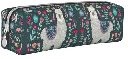 CHANGLEI Federmäppchen mit niedlichem Lama-Blumenmuster, bedrucktes leichtes und kompaktes Federmäppchen, Schreibwaren-Organizer-Box, weiß, Einheitsgröße, Taschen-Organizer