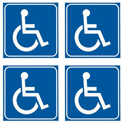 PATIKIL Autocollants de Signe de Handicap 3x3 , Paquet de 4 Panneaux Accessibles en Vinyle Symbole de Fauteuil Roulant Handicapé pour Personne en Fauteuil Roulant Porte de Fenêtre, Bleu