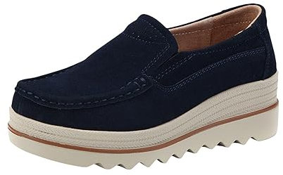 Zapatos de plataforma sin cordones para mujer, mocasines de tacón de cuña, zapatos para caminar al aire libre, zapatos antideslizantes, zapatos casuales de color puro, zapatos cómodos y transpirables,