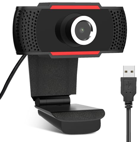 1080P webcam for PC, equipped with a microphone, USB plug-and-play capability, automatic light correction, and a privacy cover. Perfect for video conferencing, gaming, and online studies.