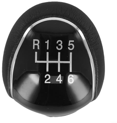 Aprilsunnyzone Pomo de palanca de cambios negro de 6 velocidades para Ford para Mondeo para S-MAX para C-MAX para Focus, perilla de palanca de cambios de coche de plástico de cuero