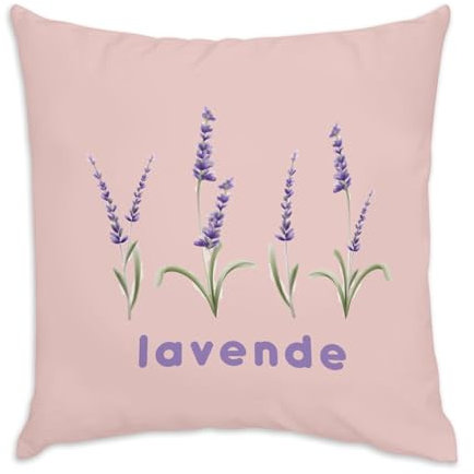Fabulous Kissen aus Samt, Rosa, Lavendel, Provence, Blumen, minimalistisch, schick, Liebe, 40 x 40 cm, samtige Haptik, Bezug und Kissen enthalten