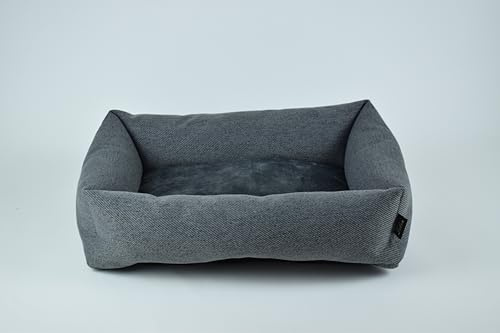 Lebon - Kuscheliges Hundebett für kleine Hunde - Hundekissen - Katzenbett - Katzenkissen - Grau, Braun, Hellgrau, Schwarz- Qualität aus Europa - Plüsch und Dicker Strukturstoff (Stone, S)