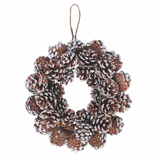 Rattankranz Tannenzapfen Natur Schneeoptik Ø28x8cm Xmas