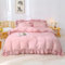 Nayoroom Bettwäsche 135x200 4teilig Rüschen Rosa Kuschelige Bettbezug Set Niedliche Altrosa Romantisch Ruffle Aesthetic Doppelbett Mikrofaser Deckenbezug und 2 Kissenbezüge 80x80 mit Reißverschluss