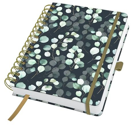 Sigel JN657 Spiralblock A5 dotted, Notizblock Bullet Journal Jolie, stärkeres 120 g Papier, Eucalyptus Night, 240 Seiten, vegan, aus nachhaltigem Papier hergestellt
