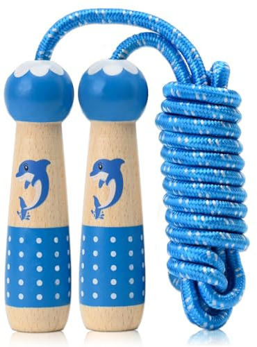 XIMUHO Springseil Kinder, 260cm Verstellbare Seilspringen Fitness Kinder mit Baumwollseil Rope Skipping Seil Kids für Jungen und Mädchen