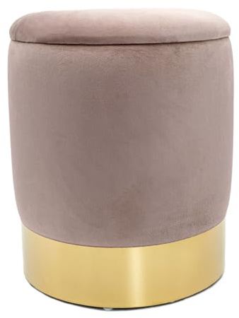 Amago home Samthocker Ø 31 H 38 cm Velour Hocker mit Stauraum u. Deckel - Deko Hocker Samt Pouf Farbe zartlila