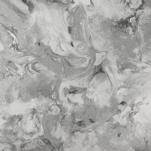 Snewvie Marble Silver Wallpaper,Feature Metallic Marble Effect Wall Paper, Stone Textured Finish & Metallic Detailing Modern Wallpaper for Living Room, Bedroom, Fireplace,Hallway
