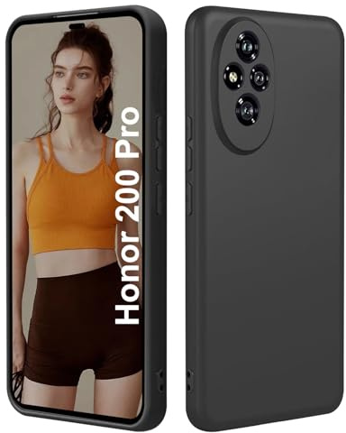 ISOI - Cover per Honor 200 Pro, Custodia Morbida in Silicone Liquido, Protezione Completa Antiurto Ultra Sottile per il Corpo - Nero