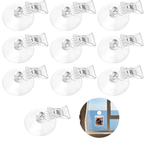 Lytonix 10 Piezas Ventosa Gancho de Clip, Transparente Ventosa Clip, Reutilizables Ventosas con Abrazadera, Gancho de Ventosas Soporte Clips Multifunción para Baño,Oficina,Cocina,Tienda