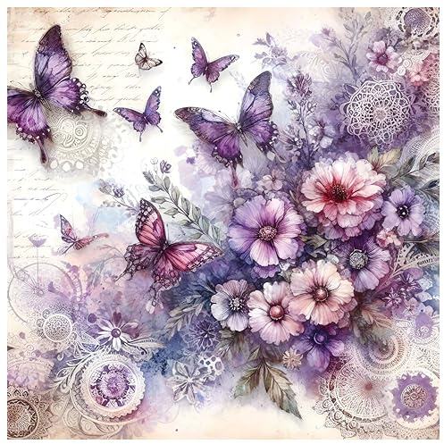 CREAFOMIFE 1024 Teile Puzzle für Erwachsene Lila Schmetterlinge & Blumen | 61x 61 cm schwierig & herausfordernd, großes Puzzle, Geschenk für erwachsene Puzzle-Liebhaber