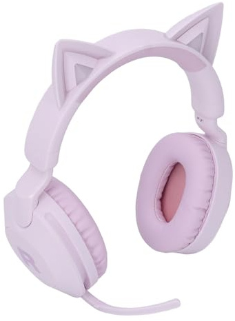 Jectse Kopfhörer Cat Ear Wireless BT 5.4, Kabellose Gaming-BT-Kopfhörer, und Kabelgebundene Doppelkonnektivität, Komfortables Faltbares Design. (PURPLE)