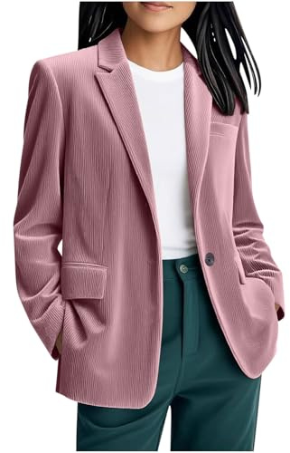 Blazer Velours Femme Elégant Décontracté Affaires Revers Slim Manches Longues Bureau Blazers Veste de Travail Soirées Ouverte Revers Vestes Blazer en Velours Côtelé Femmes Chic Et Elegant
