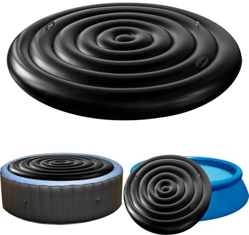162CM Runde Whirl-poolabdeckung, Aufblasbare Badewannenabdeckung,Premium Energiesparende Whirl-Pooldeckel, Universelle Aufblasbare Whirlpool-Abdeckung(162CM mit Griffen)