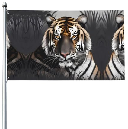 Tiger at Rest Flagge. Einseitig bedruckt, 90 x 152 cm, leicht und fließend, geeignet für den Innen- und Außenbereich.