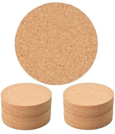 Lot de 20 Dessous de Verre en Liège Naturel Rond 10cm Épaisseur 3mm, sous Verre Absorbant et Résistant à la Chaleur, sous Bock pour Tasses et Bar, Protection de Table pour Maison et Bureau, DIY