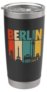 Vintage Skyline Germany Berlin Doppelwandiger Edelstahl-Thermobecher