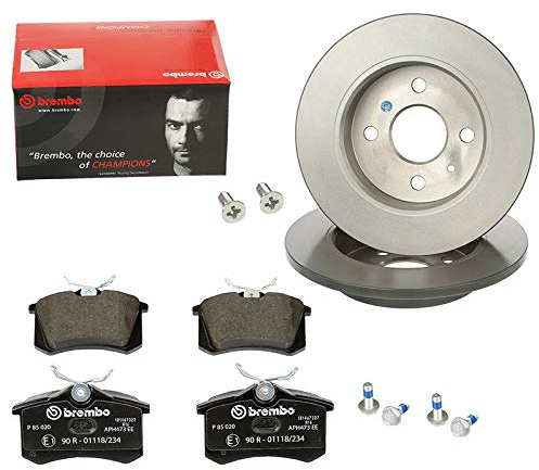 2 Bremsscheiben Voll 258 mm + Bremsbeläge Hinten von Brembo (1420-53606) Bremsensatz Bremsanlage Bremsen-Kit,Bremsenset, Bremsscheiben, Bremsbeläge, Bremsen-Set, Beläge, Bremsbelag, Bremsbelagsatz,