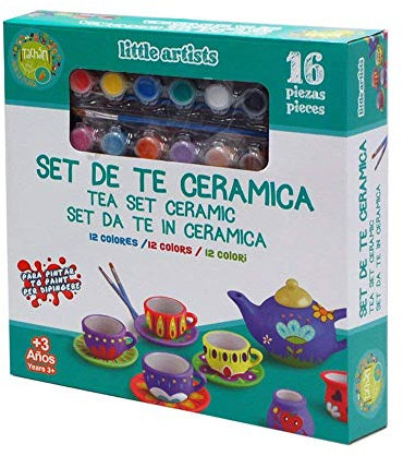 Tachan- Set de té cerámica Little Artists, Color surtido (CPA Toy Group 780DIY002)