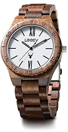 LeeEv Holz Armbanduhr, Herren Holzuhr für Herren handgefertigt Zebra Sandale Holz Vintage Holzuhren Herren Geschenke