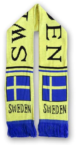 Sonia Originelli Fanartikel schöner Fan-Strickschal mit Fransen WM EM Fussball, Farbe: Schweden