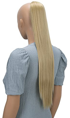 CAISHA 65cm Haarteil Mit Kordelverschluss Langhaar Zopf Pferdeschwanz Haarverlängerung Glatt Hellblond PH607