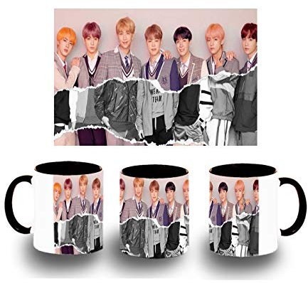 MERCHANDMANIA TAZA NEGRA BTS KOREA FAKE LOVE MUSIC color mug