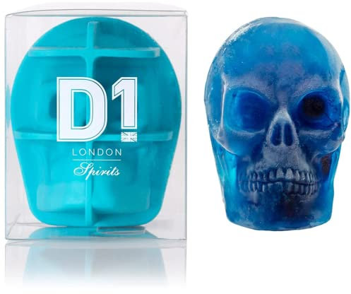 D1 Grands moules à glaçons en forme de tête de mort | Bac à glaçons en silicone – Bleu – Associez-le avec le gin D1 Skull Gin ou D1 Skull Vodka pour faire le cadeau d'alcool parfait pour homme ou
