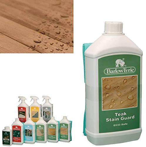 Barlow Tyrie Teak Stain Guard & Protector For Garden Furniture 1 Litre Bottle Inc. Applicator Cloth